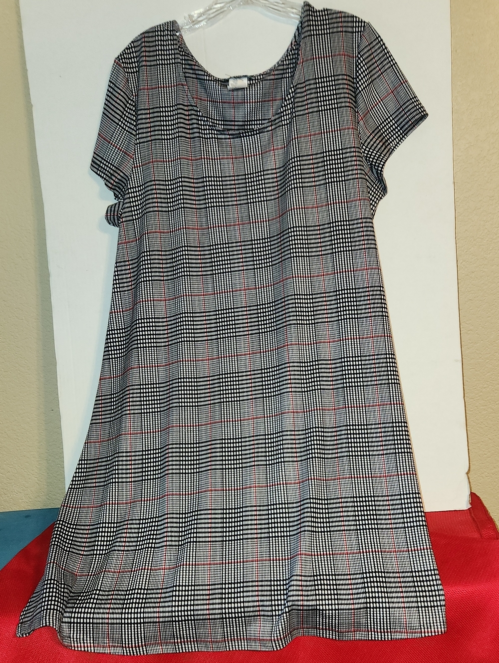 MSK Black, White & Red Plaid Mini Dress